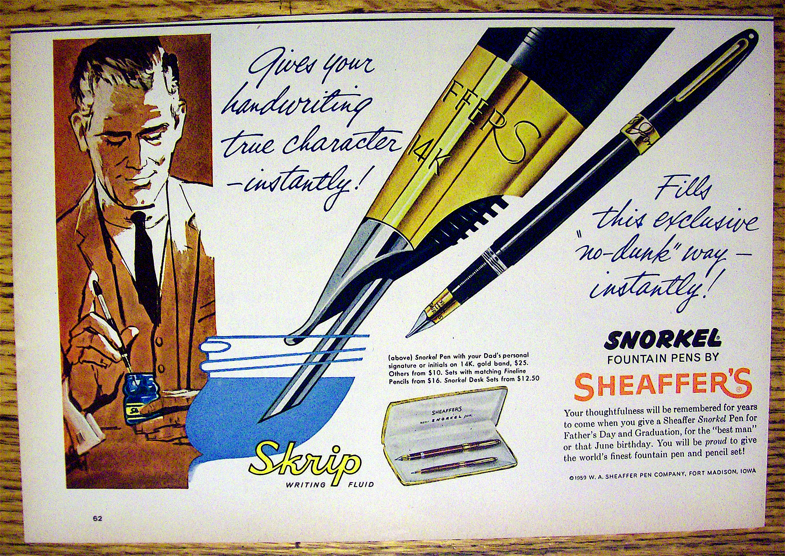 1959 Sheaffer Fountain Pens with Snorkel Pen