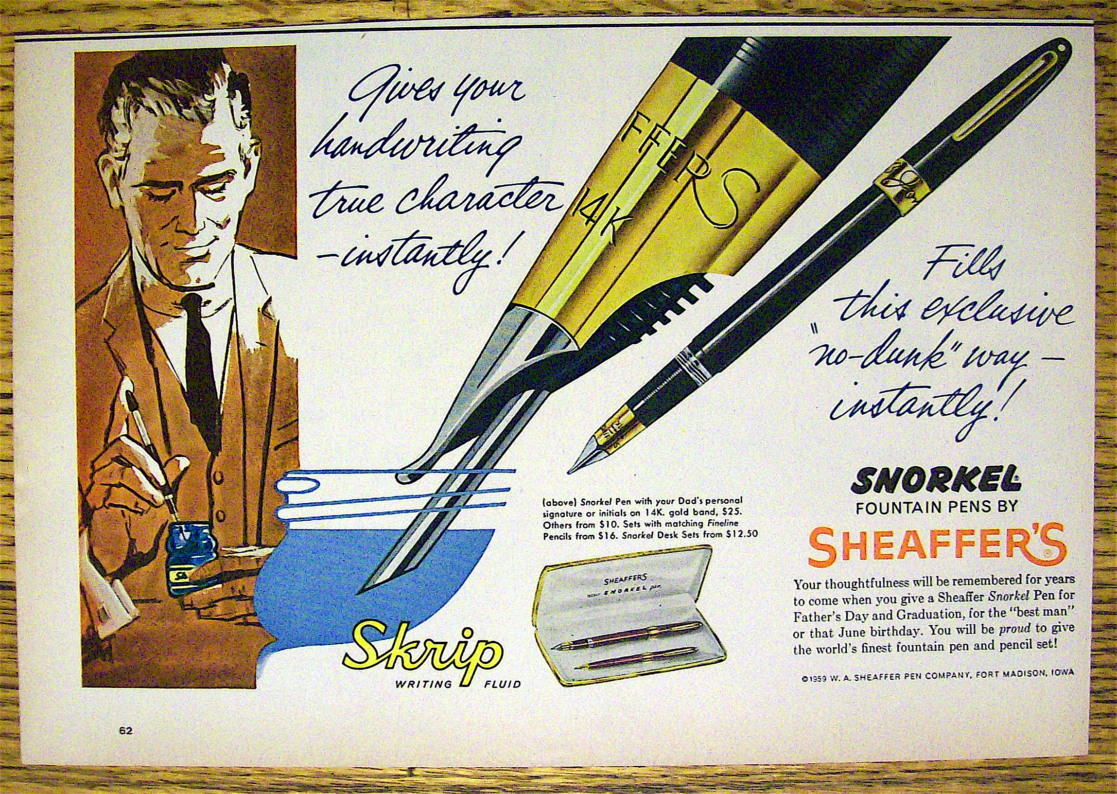 1959 Sheaffer Fountain Pens with Snorkel Pen