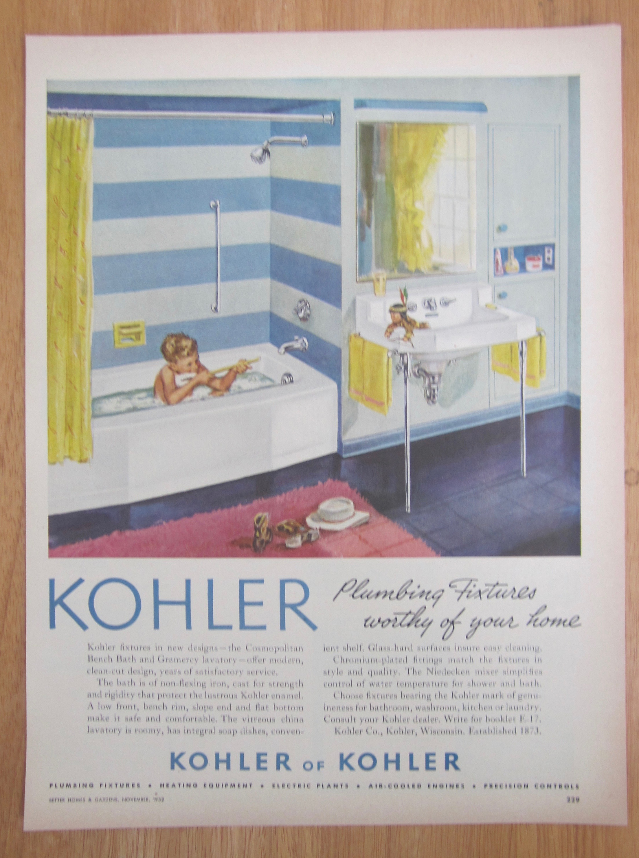 1952 Kohler Of Kohler with Boy Playing in Bathtub