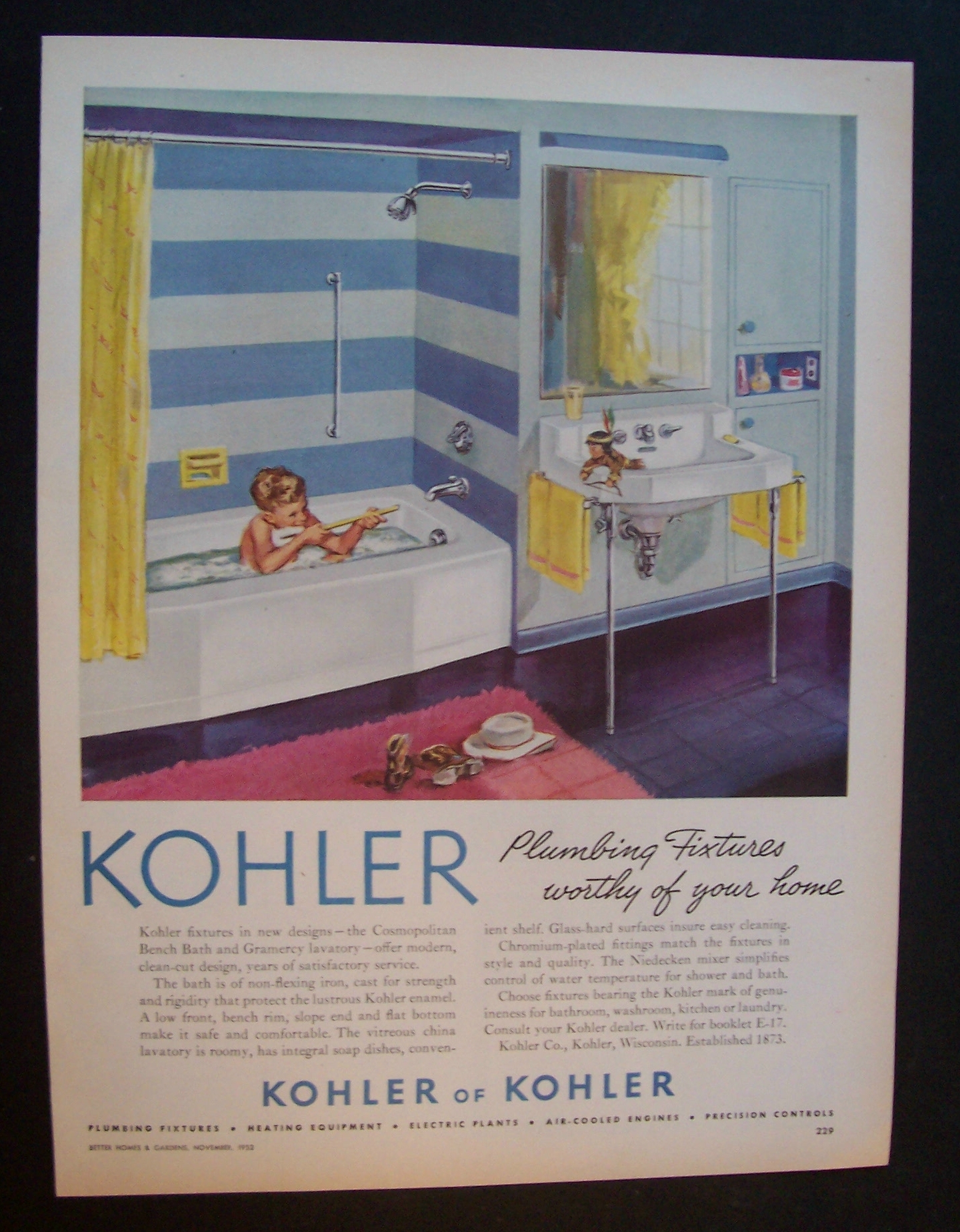1952 Kohler Of Kohler with Boy Playing in Bathtub