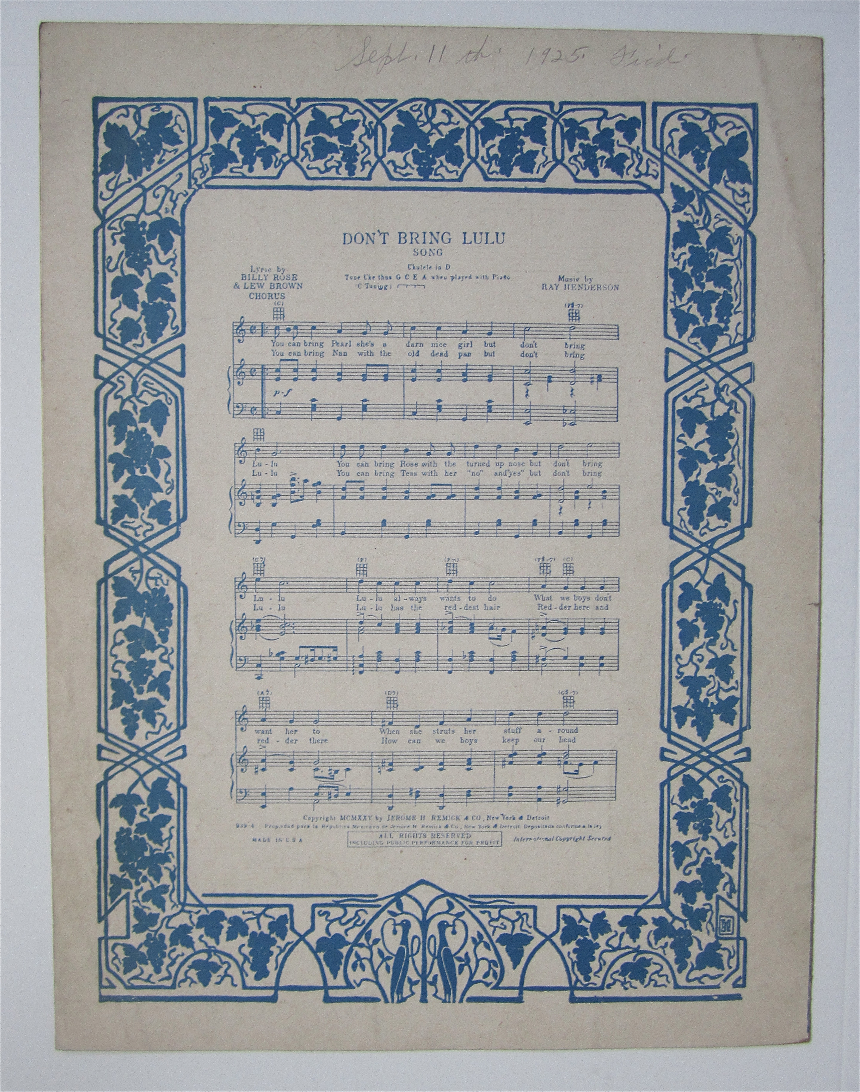Sheet Music 1925 By The Light Of The Stars