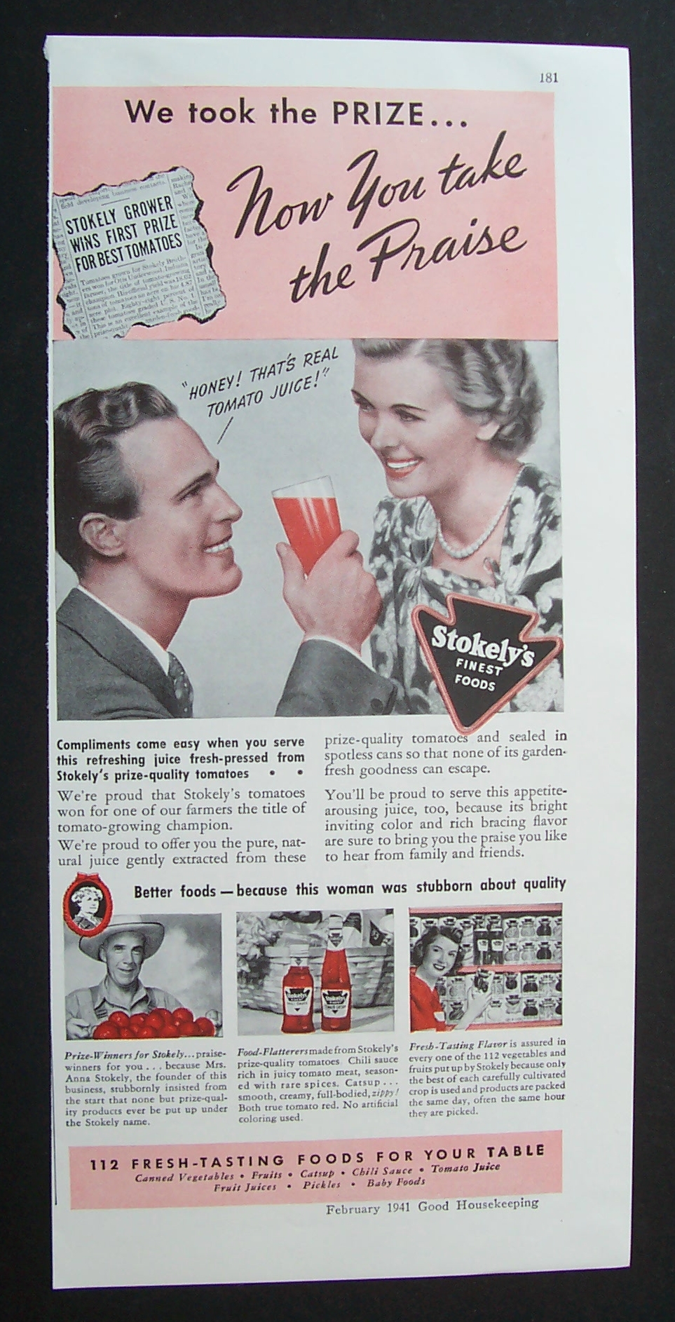 1941  Stokely's  Tomato  Juice