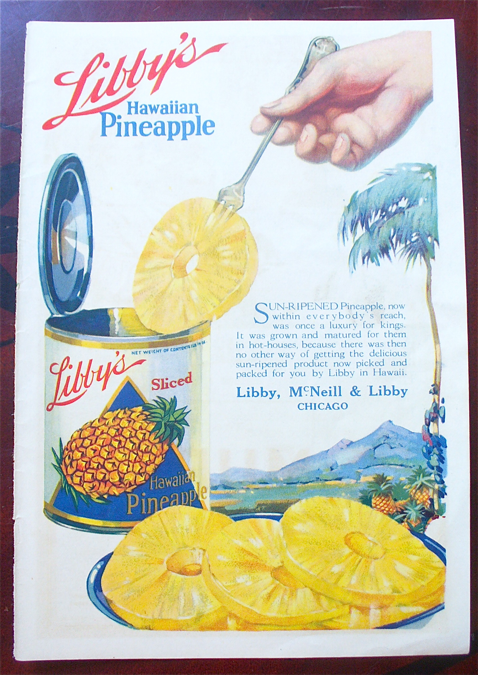 1921 Libby's Hawaiian Pineapple with Can Of Pineapple
