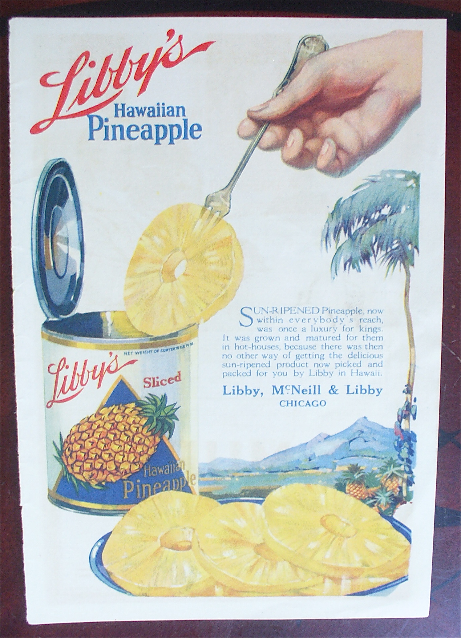 1921 Libby's Hawaiian Pineapple with Can Of Pineapple
