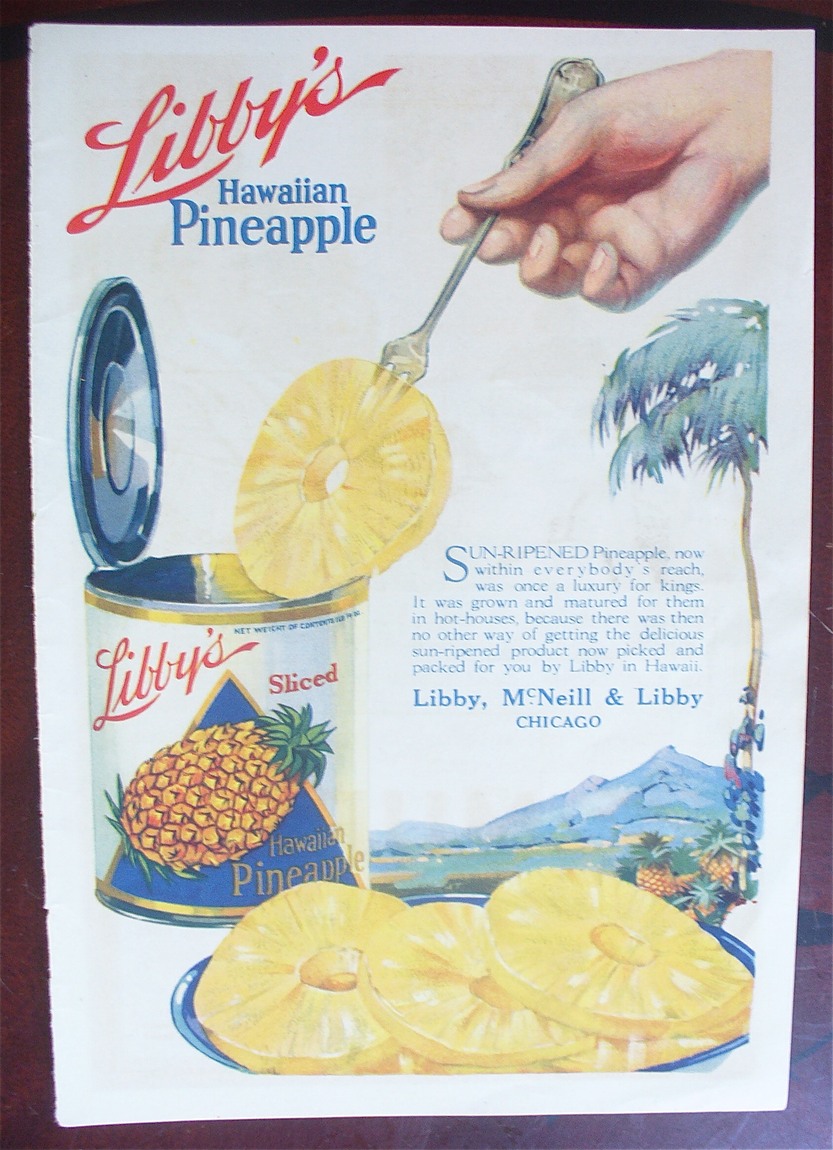 1921 Libby's Hawaiian Pineapple with Can Of Pineapple