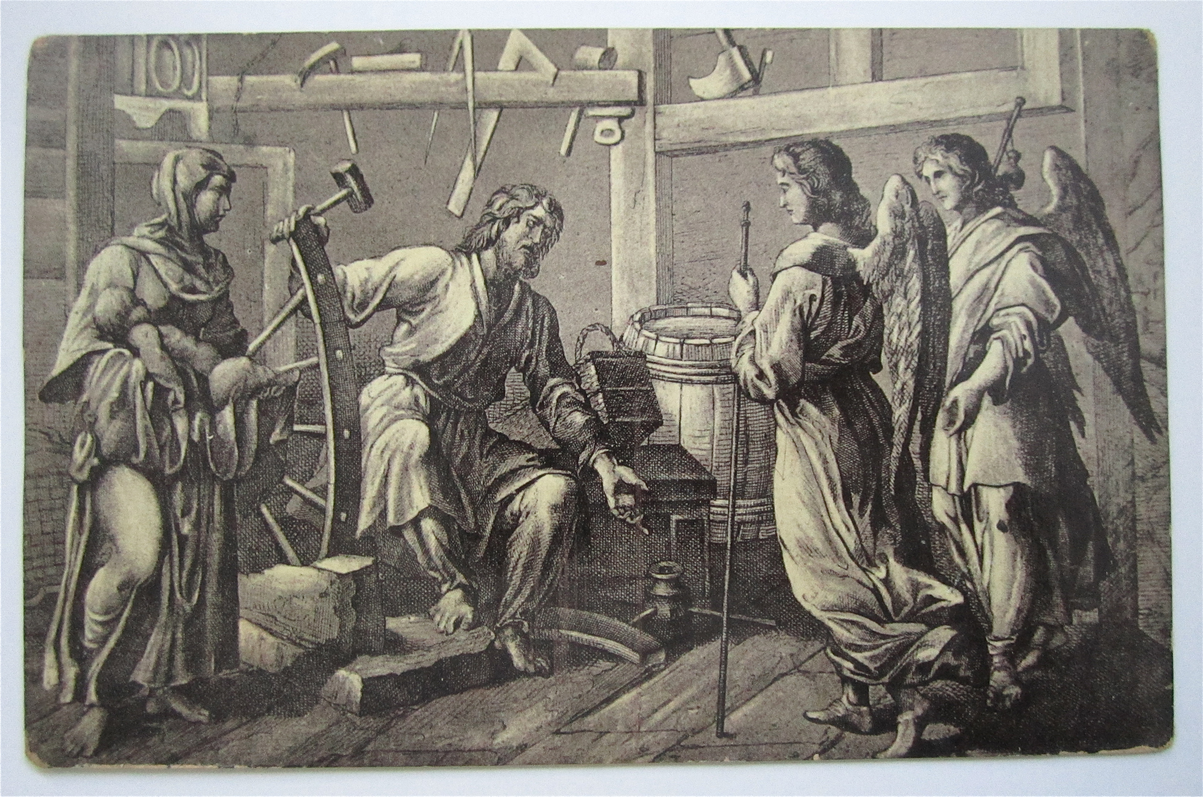 Man Talking To Two Angels By Aleksander Lesser Postcard