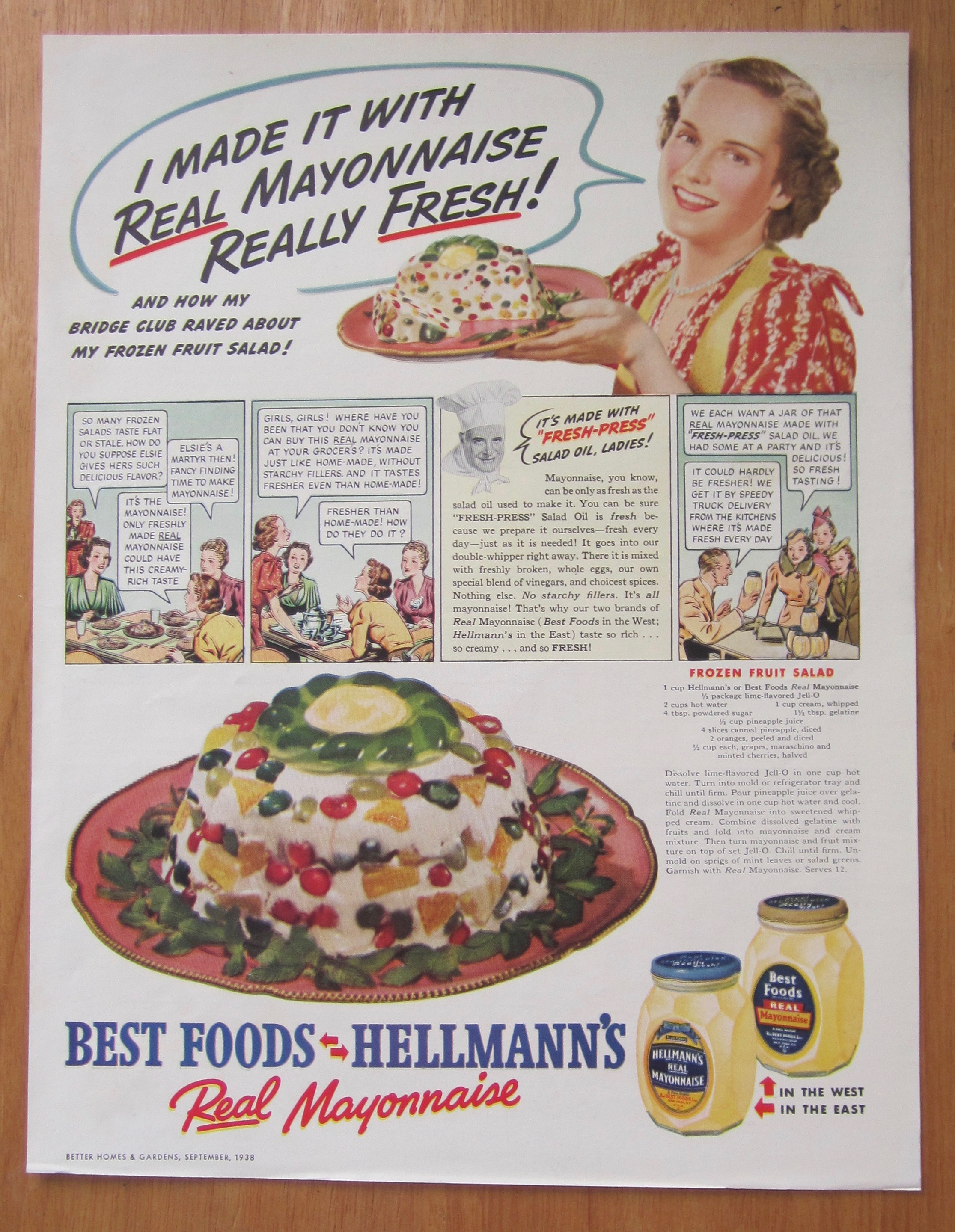 1938 Hellman's Mayonnaise with Frozen Fruit Salad