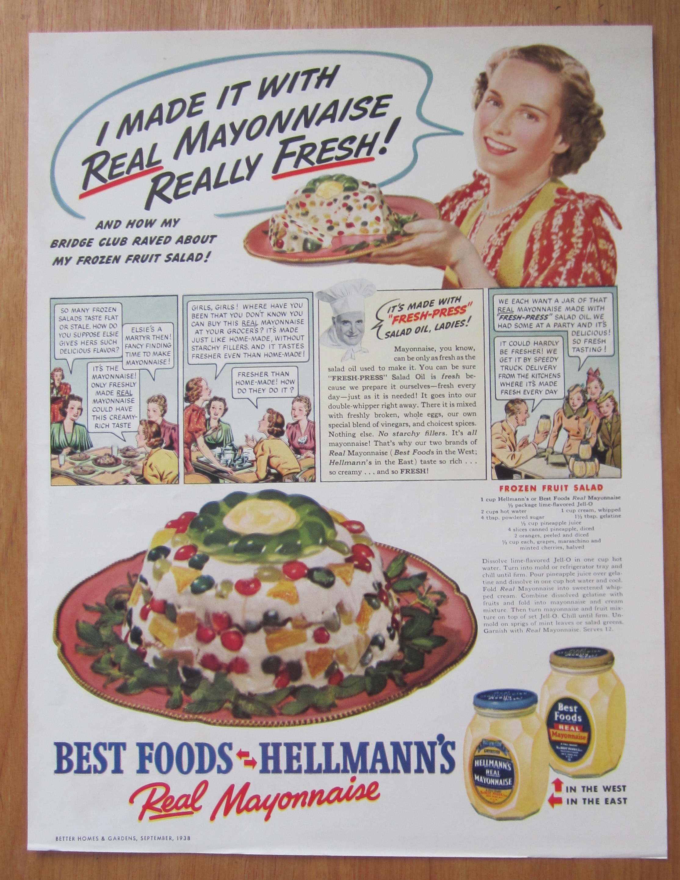 1938 Hellman's Mayonnaise with Frozen Fruit Salad