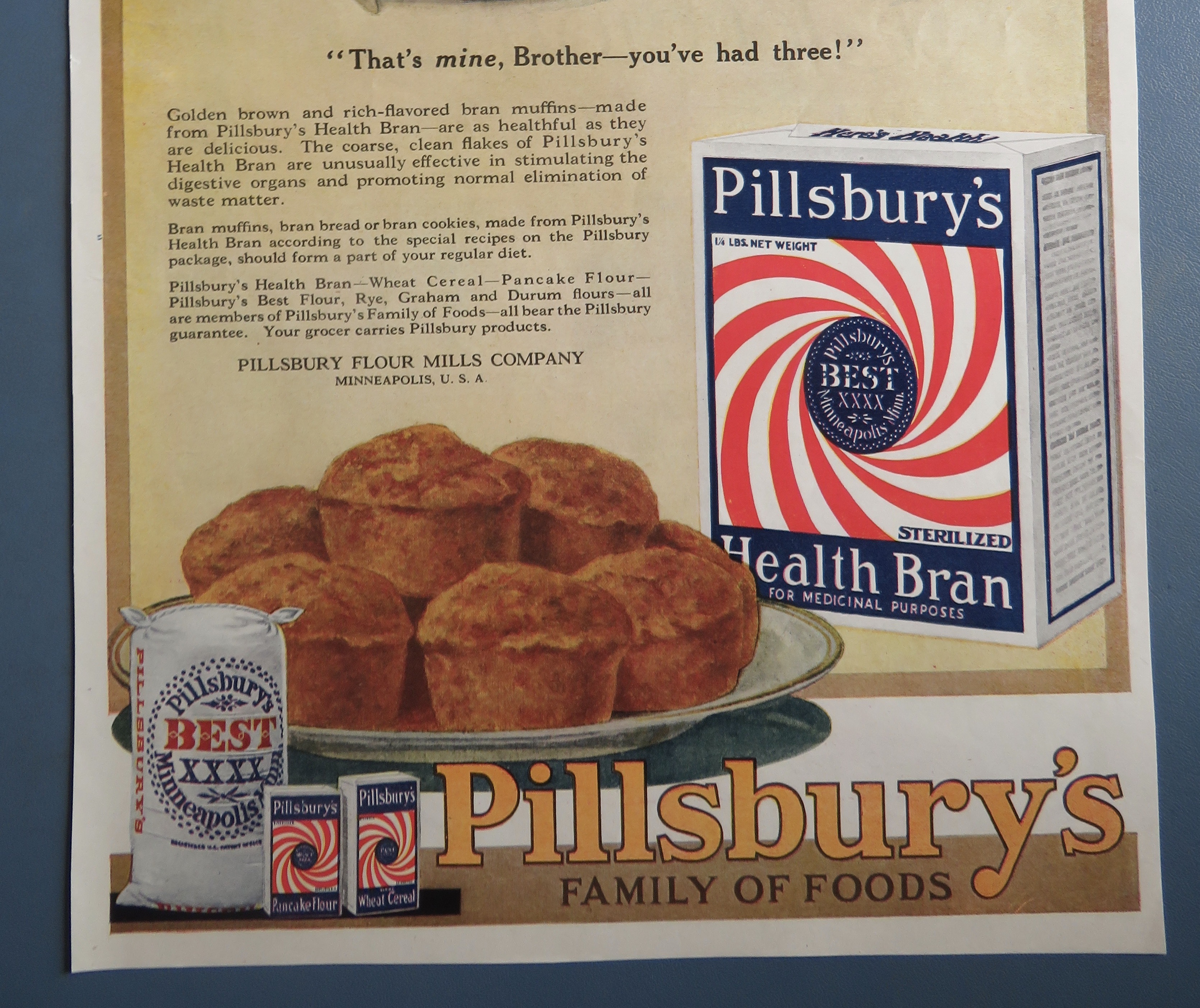 1920 Pillsbury's Health Bran with Children & Muffin