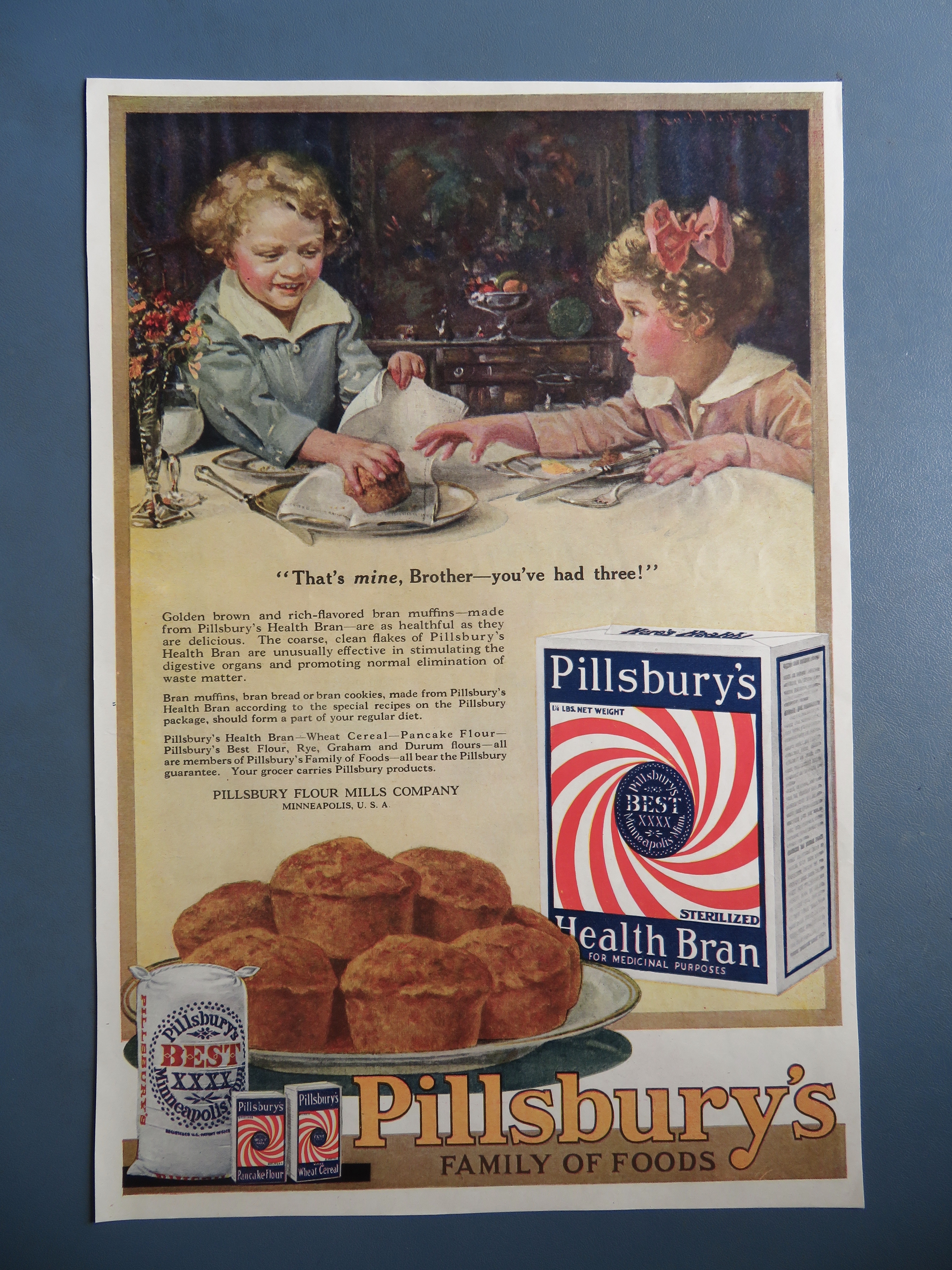 1920 Pillsbury's Health Bran with Children & Muffin