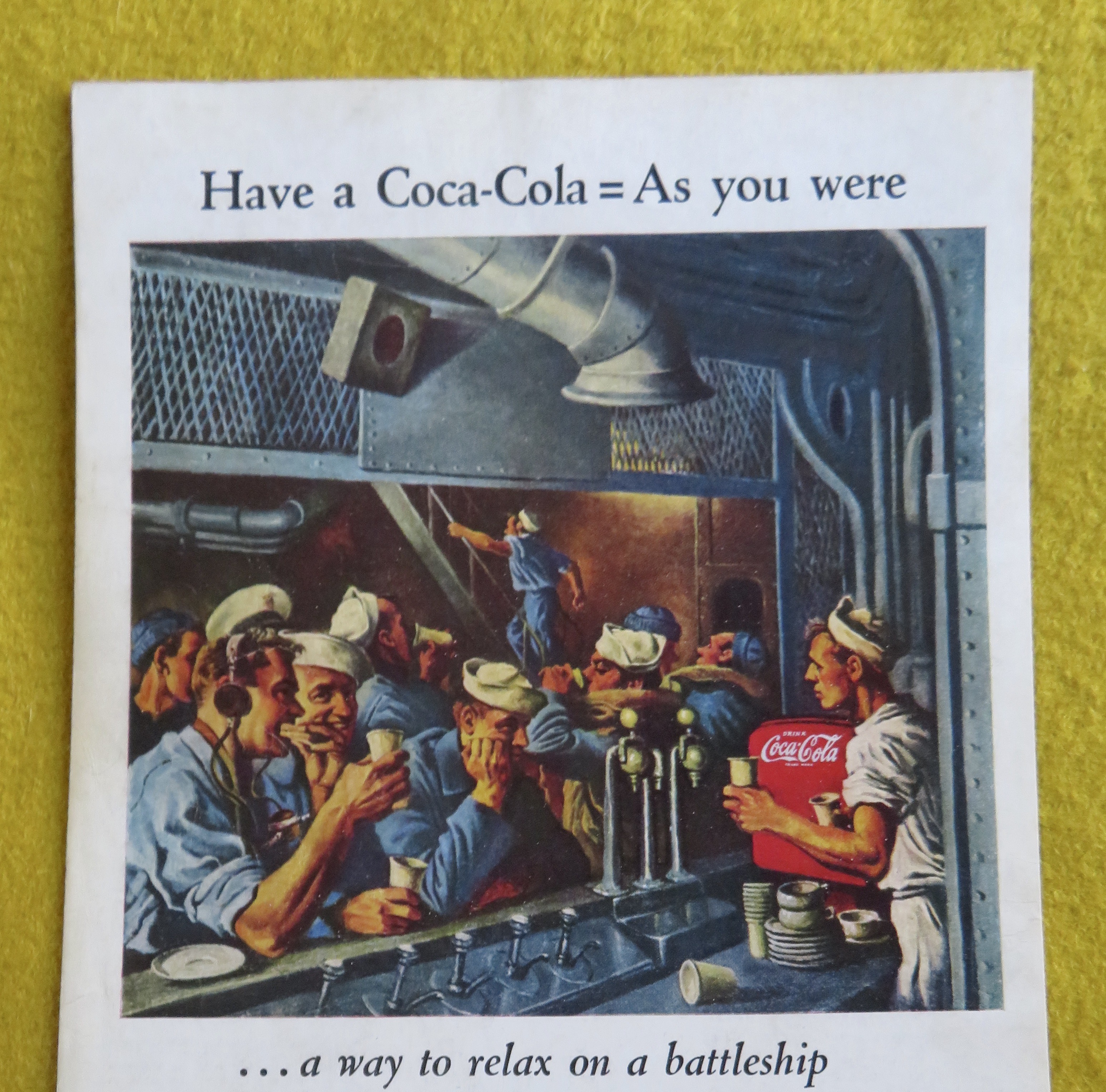 1944 Coca Cola (Coke) with Sailors on a Battleship