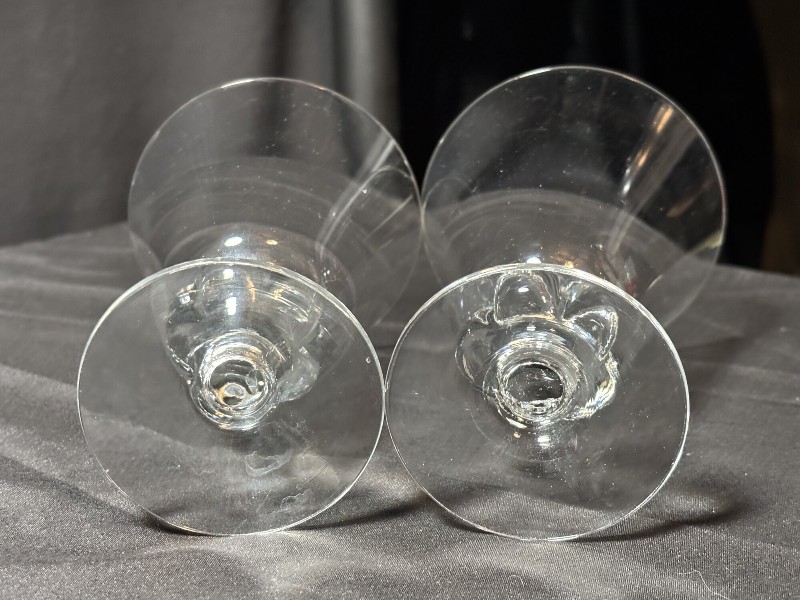 Swedish Gulli Crystal Wine Goblet Pair - Four-Lobe Stem
