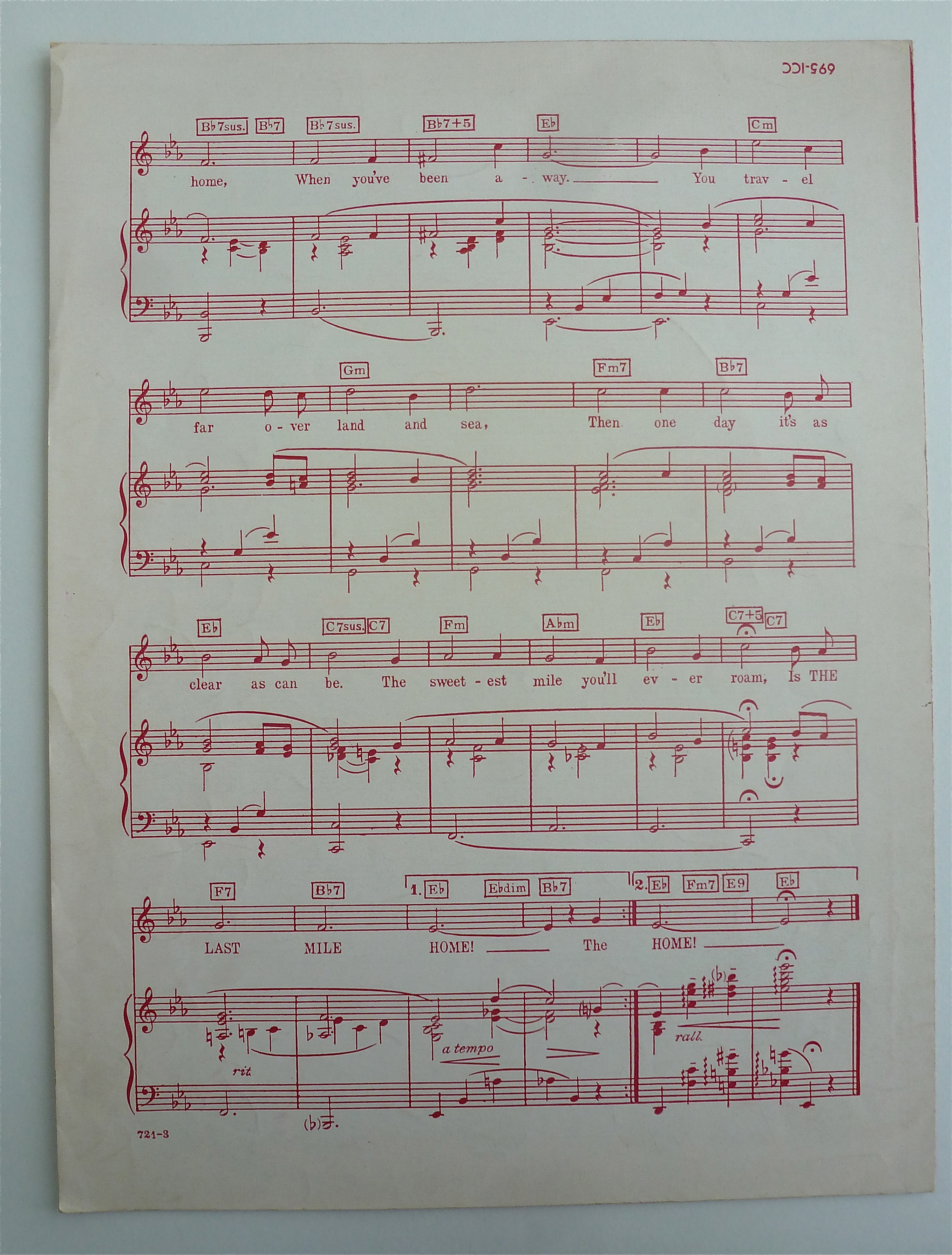 Sheet Music For 1949 The Last Mile Home