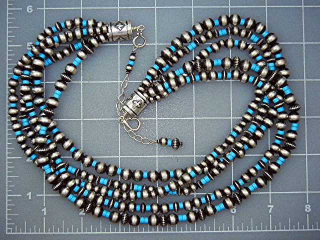 Navajo Sleeping Beauty Sterling Silver 5 Strand 116 Gr