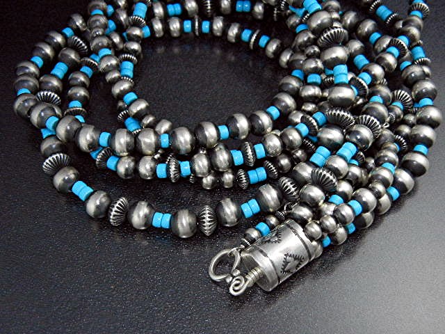 Navajo Sleeping Beauty Sterling Silver 5 Strand 116 Gr