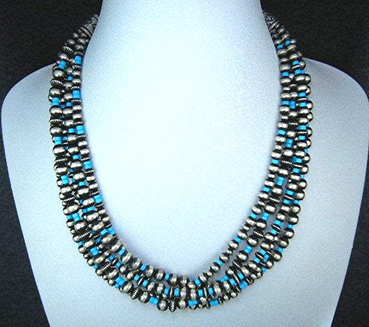 Navajo Sleeping Beauty Sterling Silver 5 Strand 116 Gr