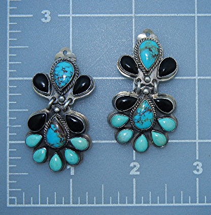 Navajo Kingman Turquoise Sterling Silver Clip Earrings