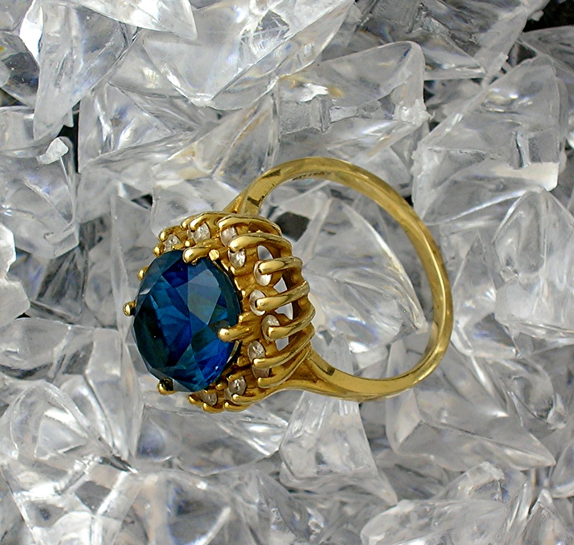 Ring14K Gold  1Ct Diamond 6ct London Blue Topaz