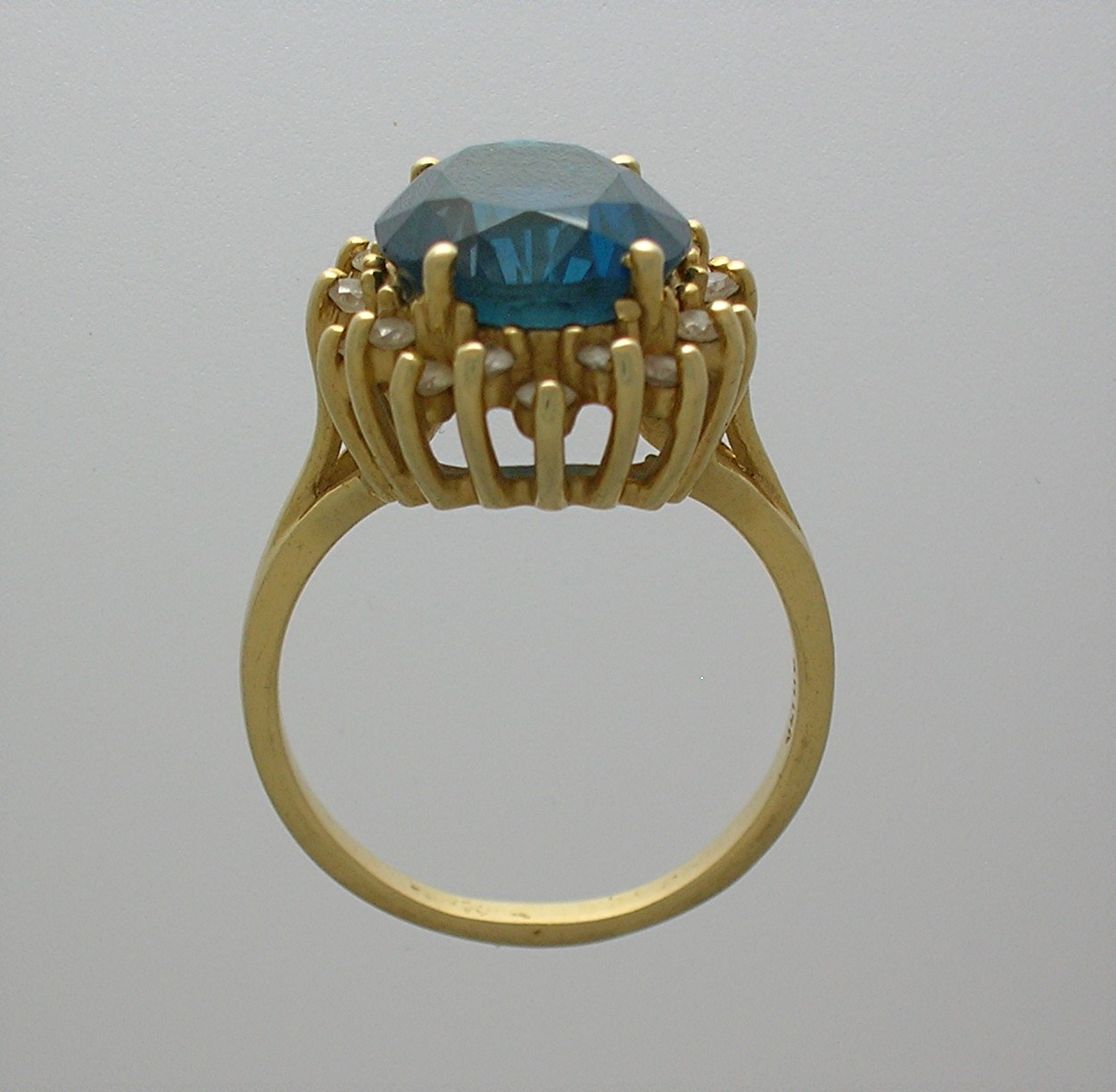 Ring14K Gold  1Ct Diamond 6ct London Blue Topaz