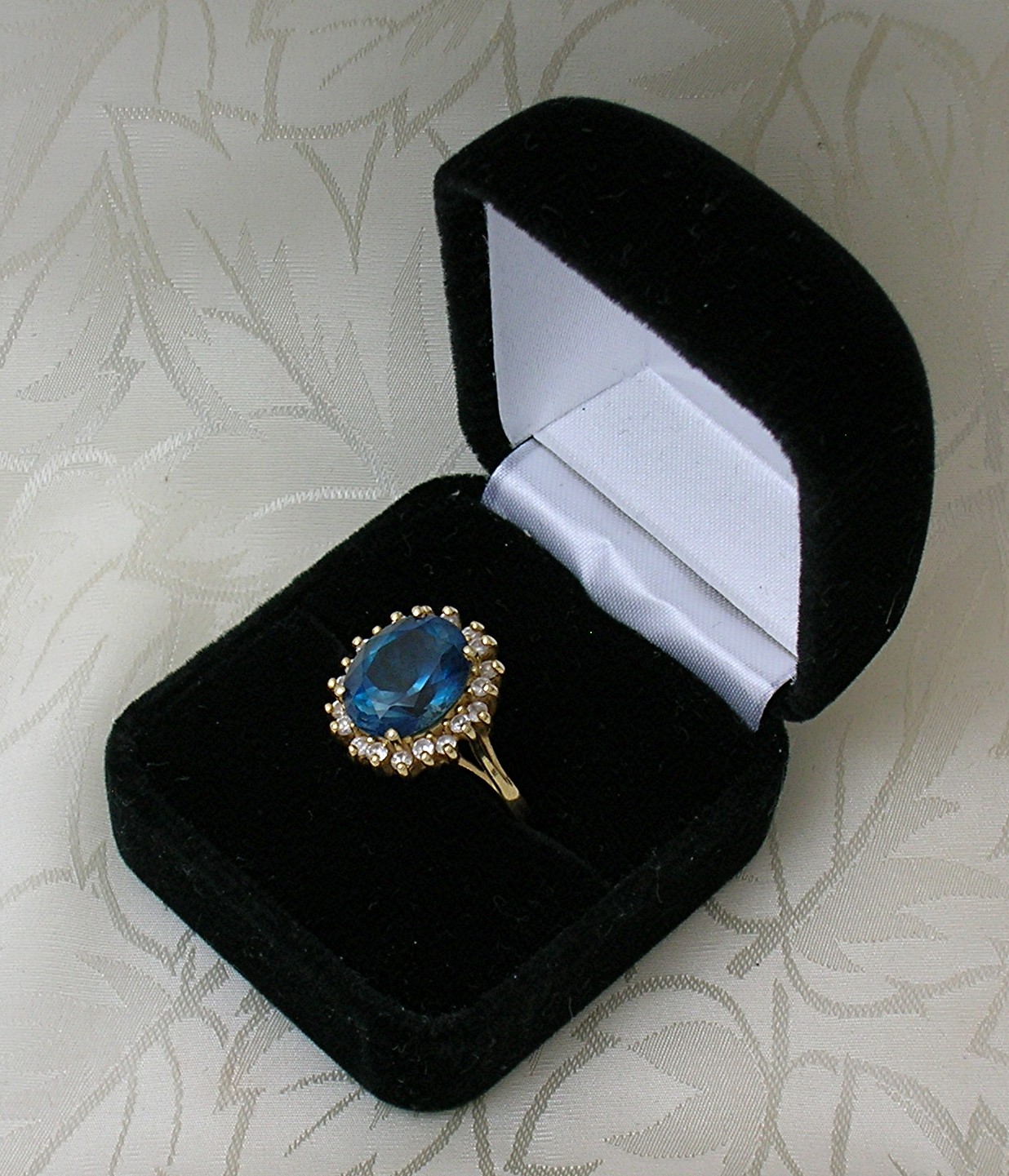 Ring14K Gold  1Ct Diamond 6ct London Blue Topaz