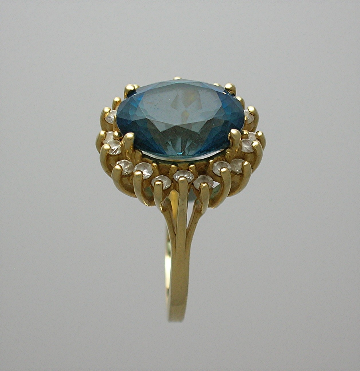 Ring14K Gold  1Ct Diamond 6ct London Blue Topaz