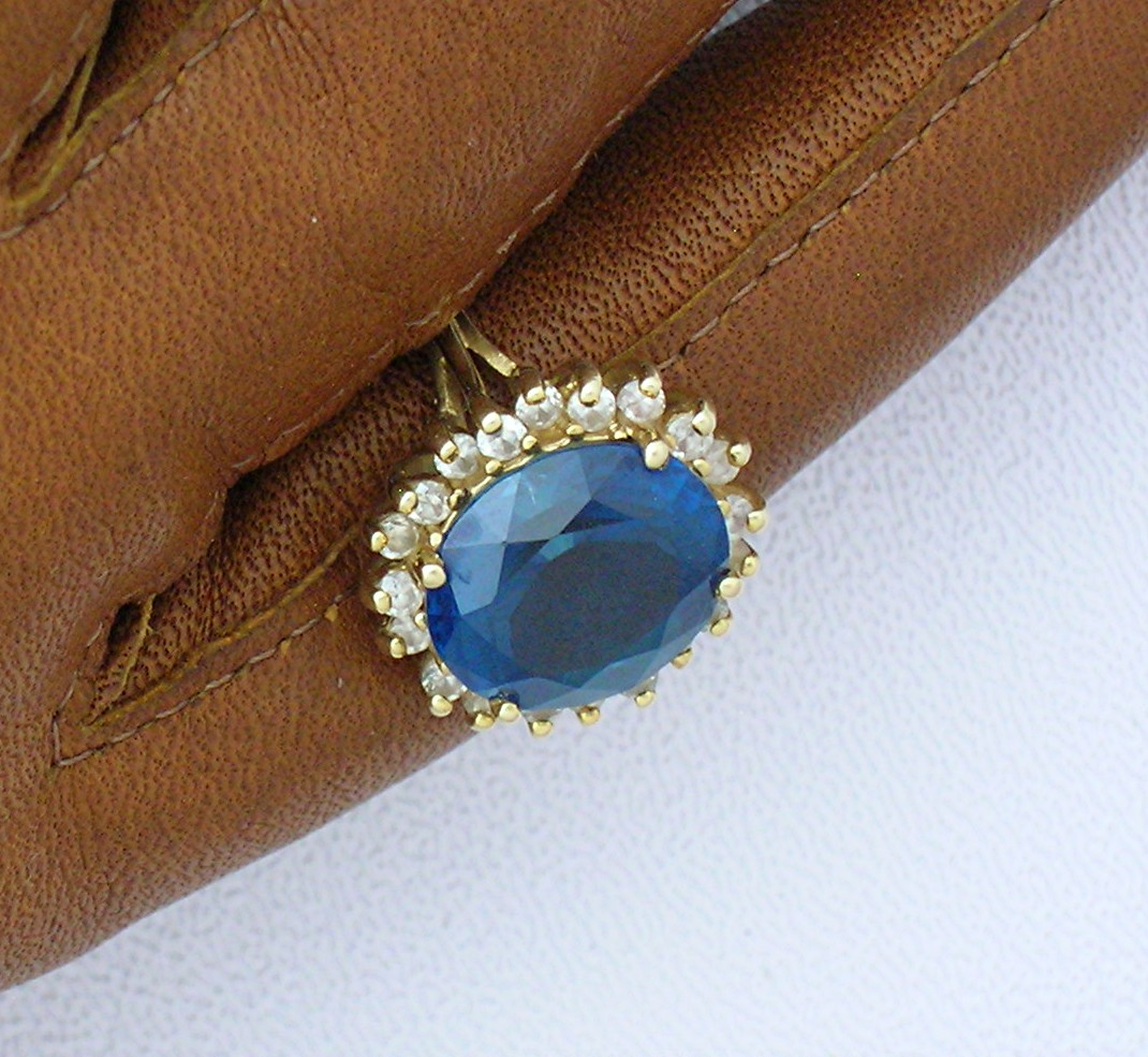 Ring14K Gold  1Ct Diamond 6ct London Blue Topaz