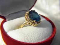 Ring14K Gold  1Ct Diamond 6ct London Blue Topaz
