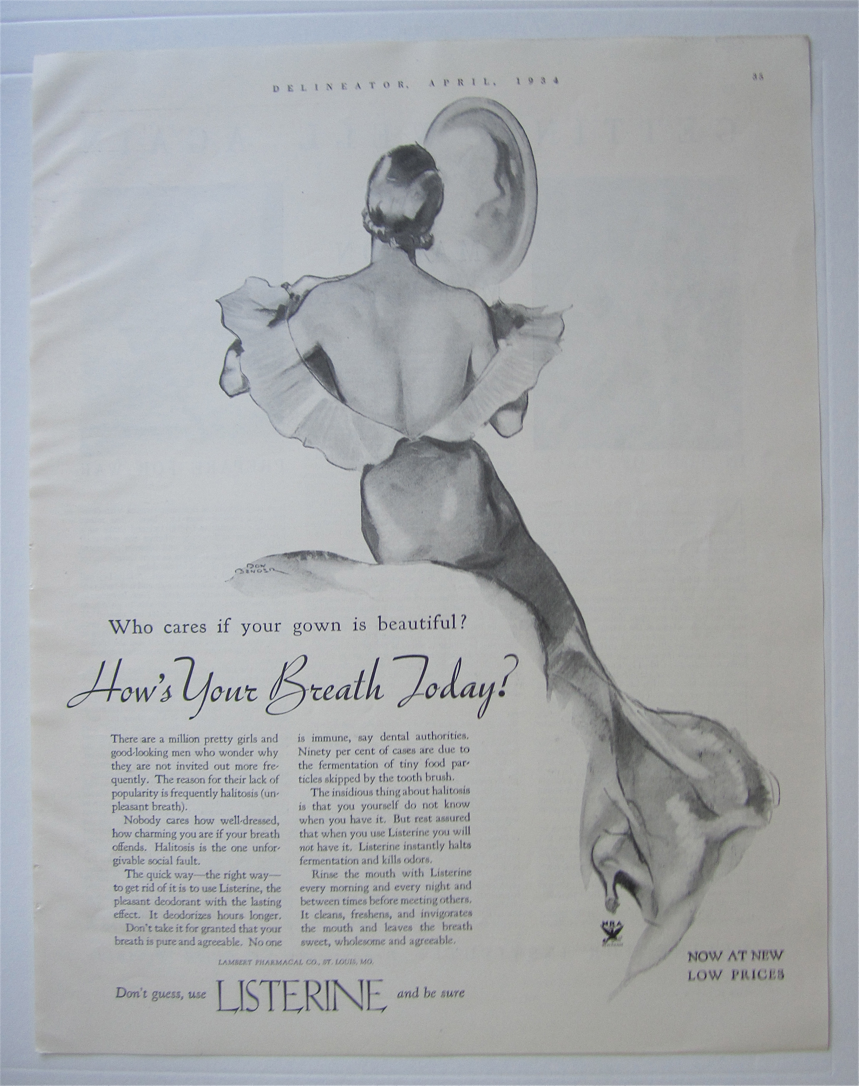 1934 Listerine with Back Side of a Woman in a Dress