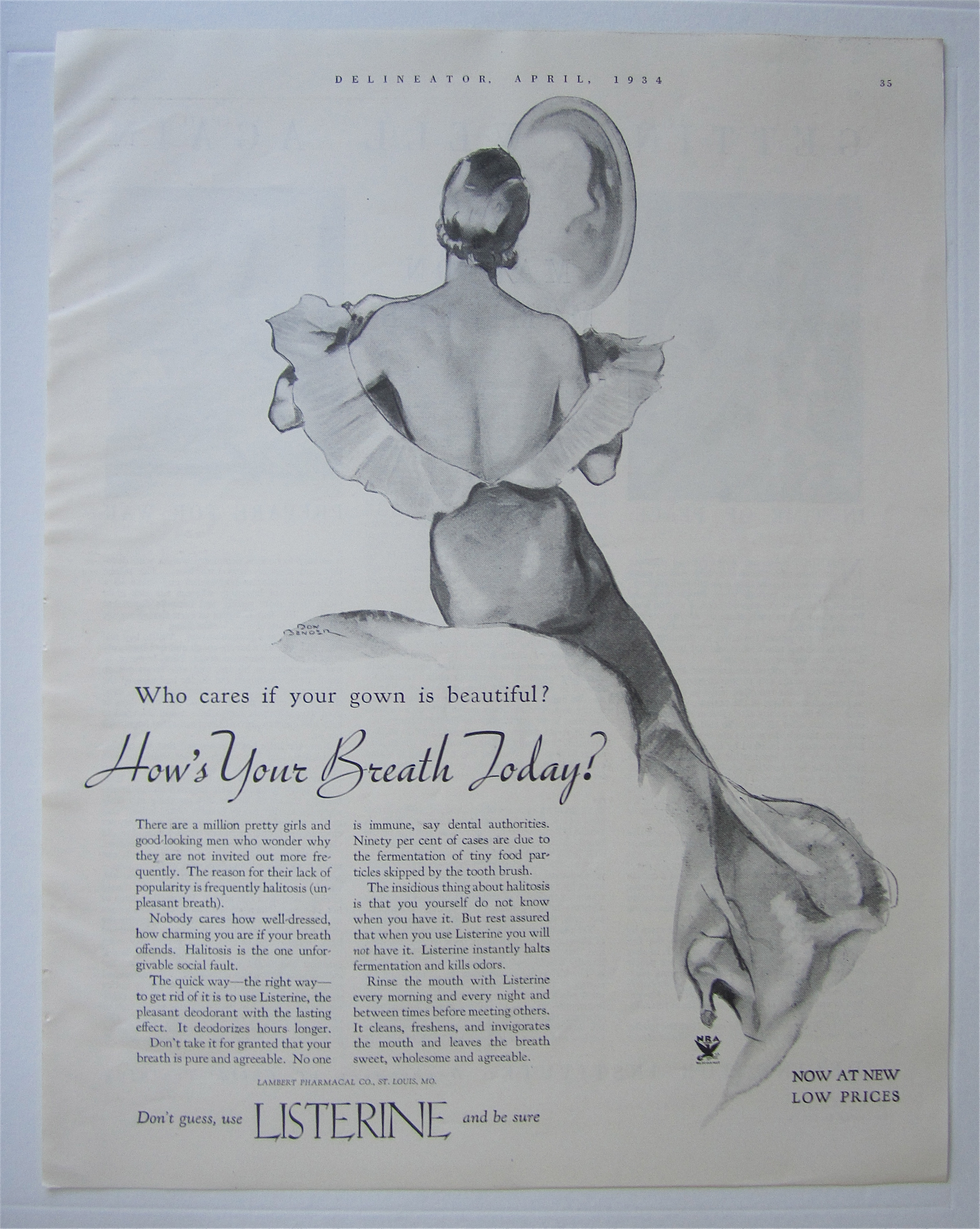 1934 Listerine with Back Side of a Woman in a Dress