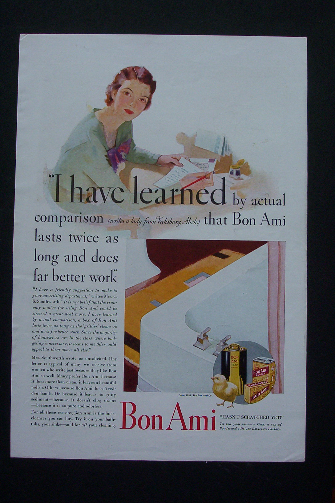 1934 Bon Ami Powder with Lady From Vicksburg, Michigan