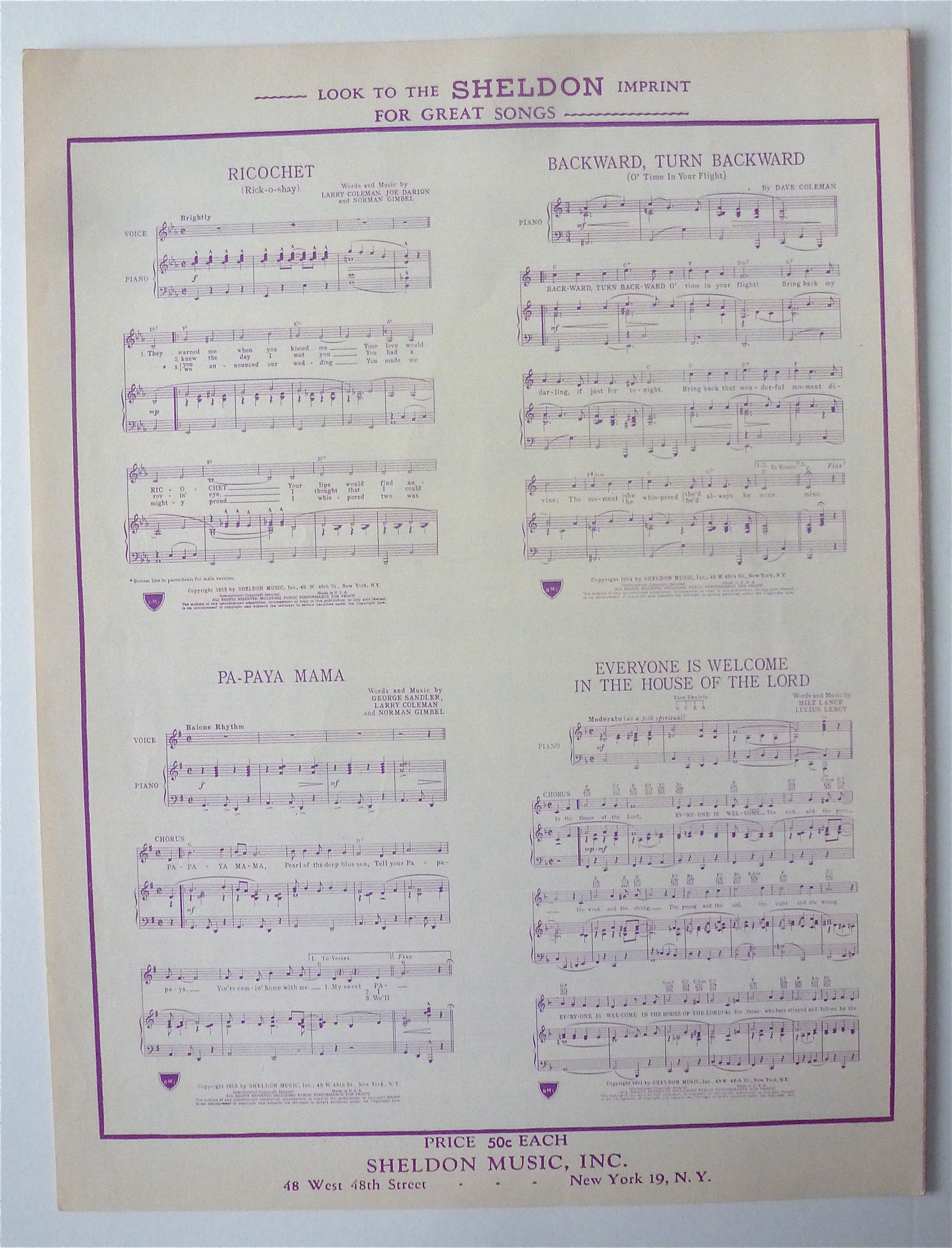 Sheet Music For 1956 Graduation Day