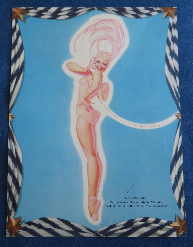 Original 1940's The Pink Lady Pin Up Wearing A Pink Outfit & A Pink Headdress By George Petty
