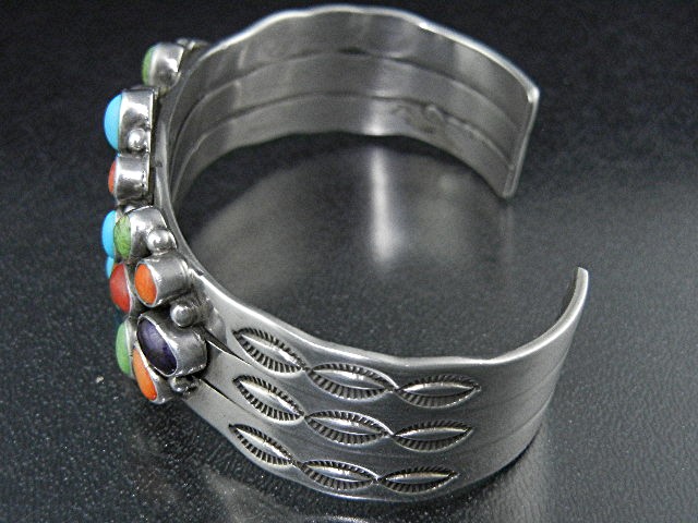 Leo Feeney Sterling Silver Coral Lapis Turquoise Cuff