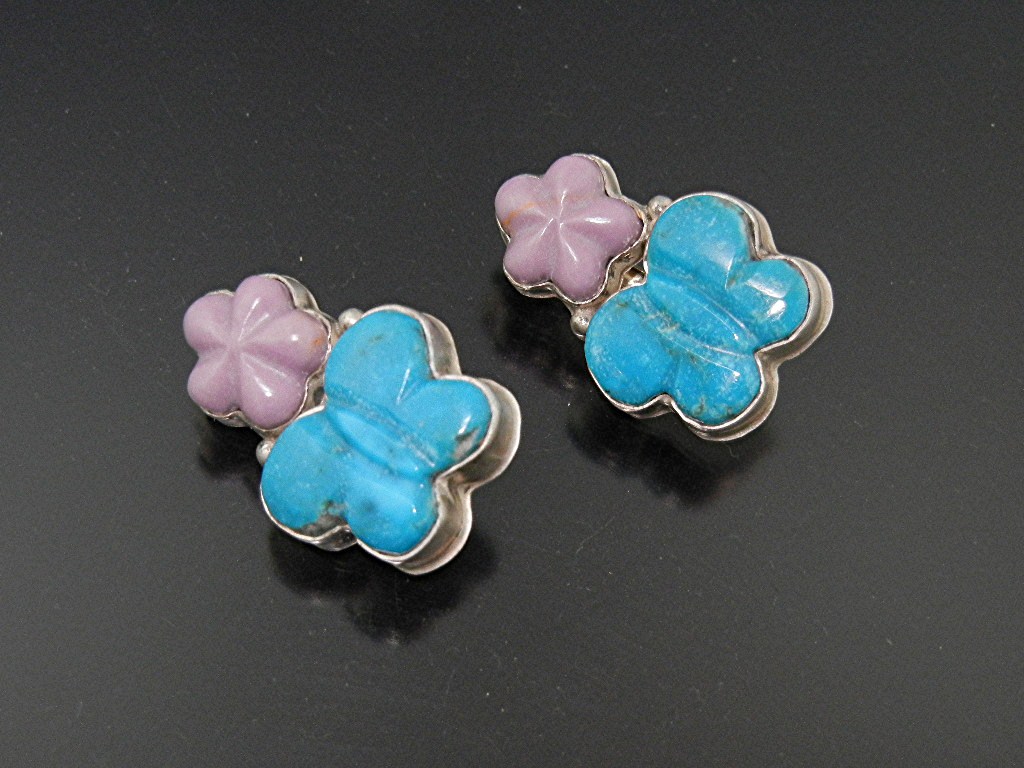 David Troutman Carved Turquoise Damsonite Sterling Sil