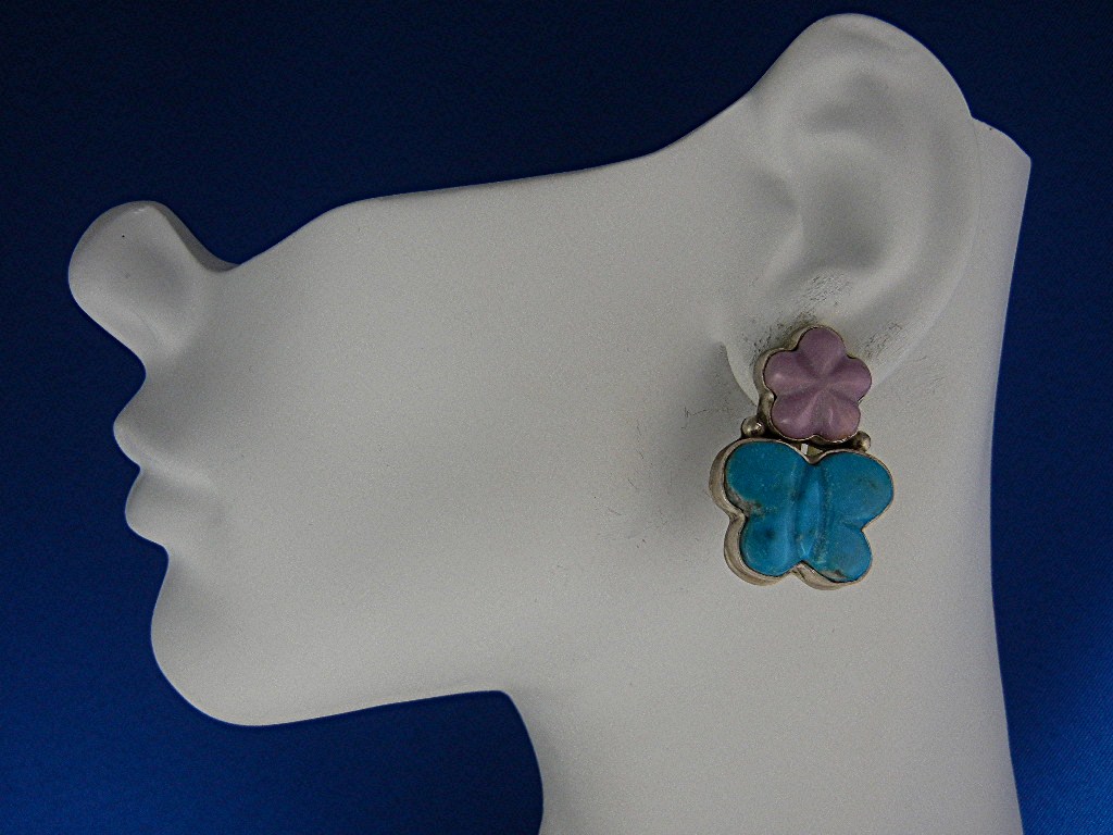 David Troutman Carved Turquoise Damsonite Sterling Sil