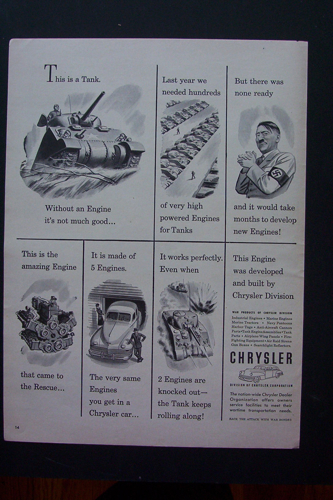 1943 Chrysler Corporation w/a Tank and Hitler