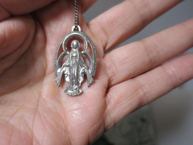 Vintage Weston Sterling Miraculous Medal Pendant Mary Conceived