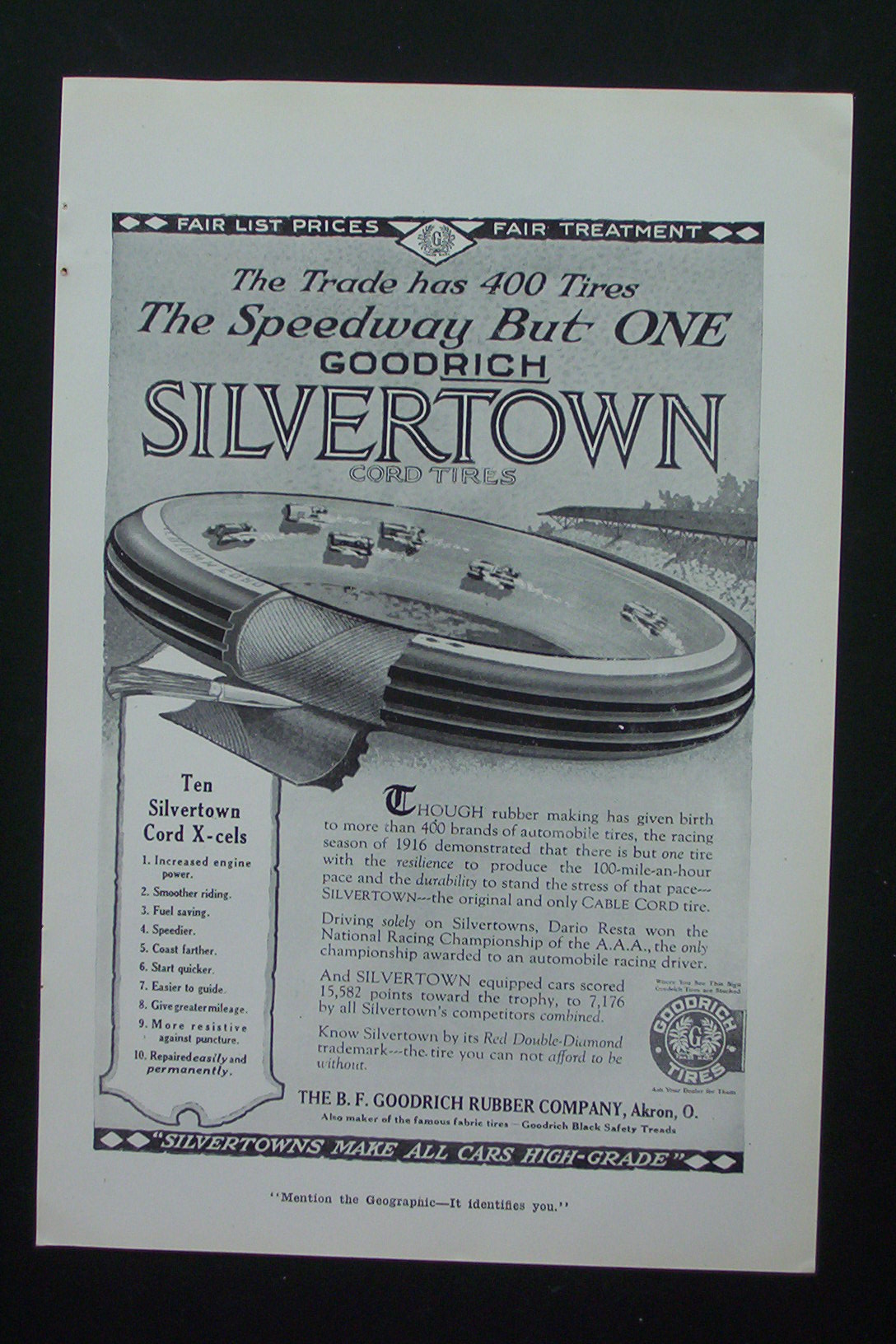 1917 Silvertown Cord Tires with Tire as a Raceway