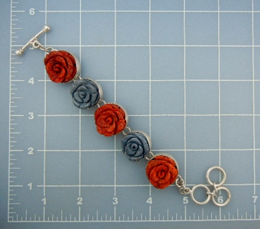 Charles Albert Sterling Silver Red Blue Coral Bracelet