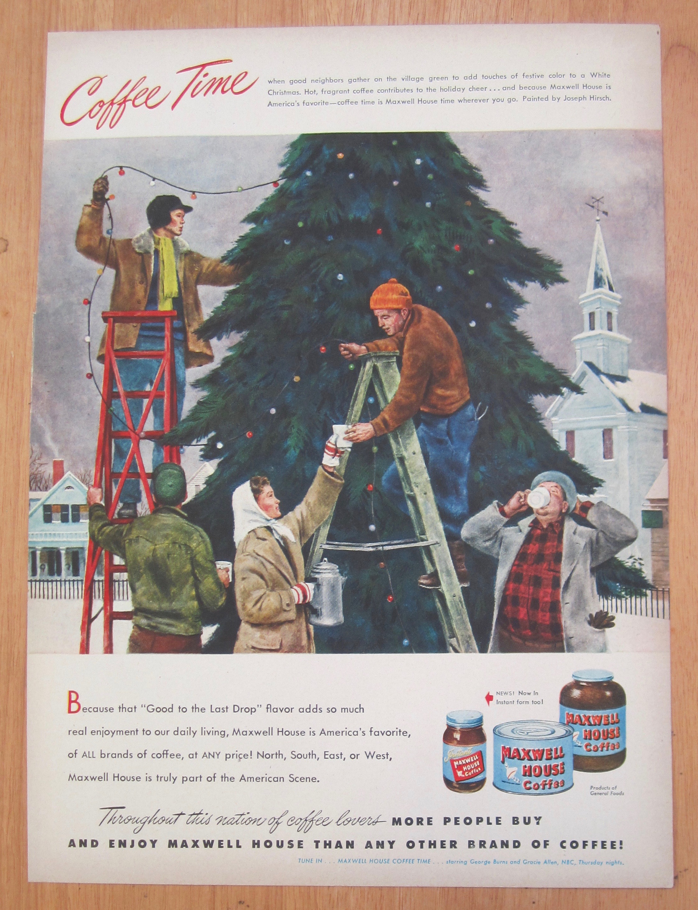 1948 Maxwell House Coffee with Men Decorating Tree