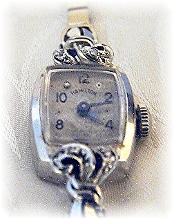 14K White Gold & Diamond Ladies Hamilton Wris