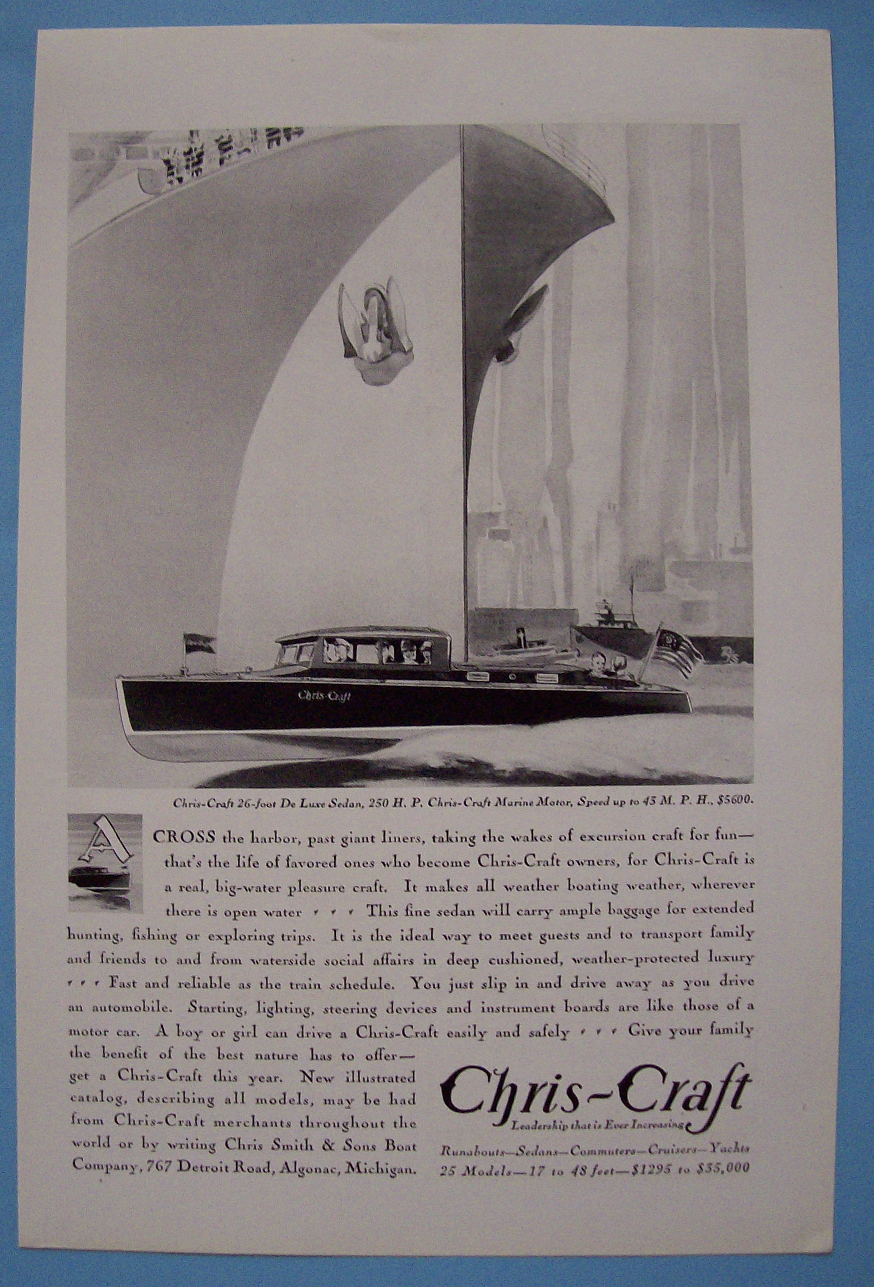 1930 Chris Craft with 26 Foot De Luxe Sedan
