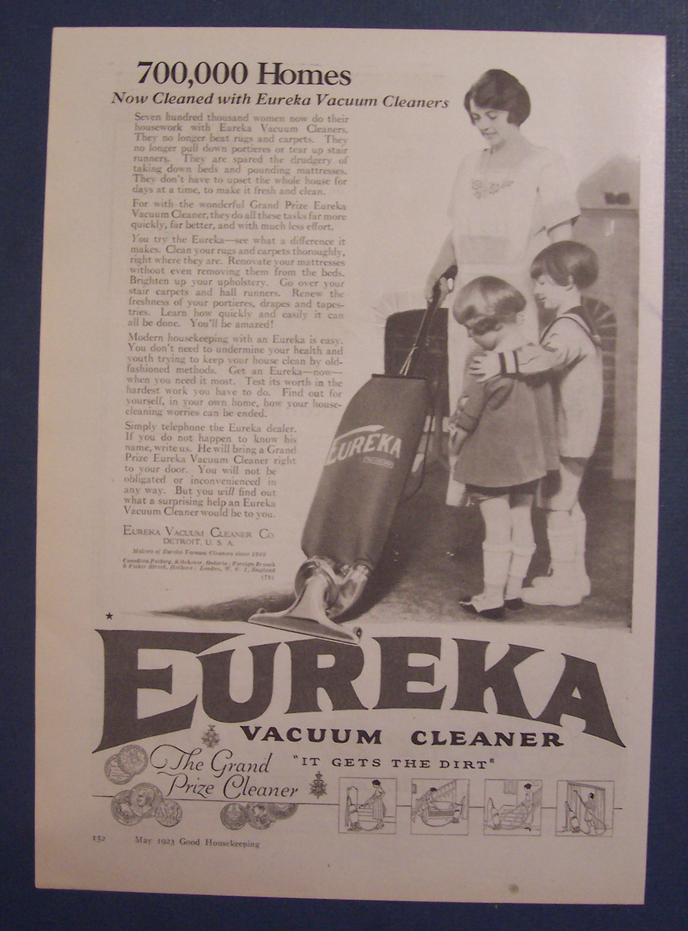 1923 Eureka Vacuum Cleaner with Woman & Children
