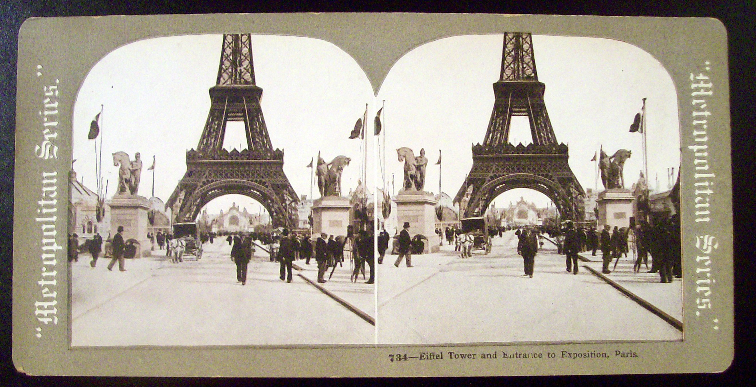 Eiffel Tower & Entrance to Exposition Stereo Card