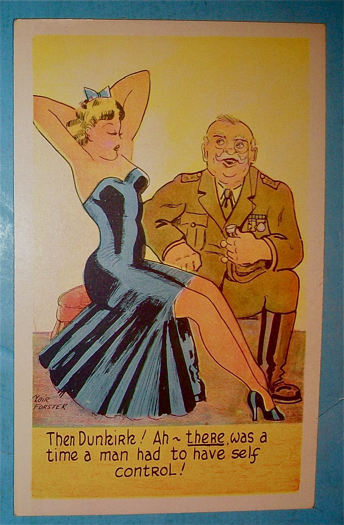 Military Man With Woman On His Lap Postcard