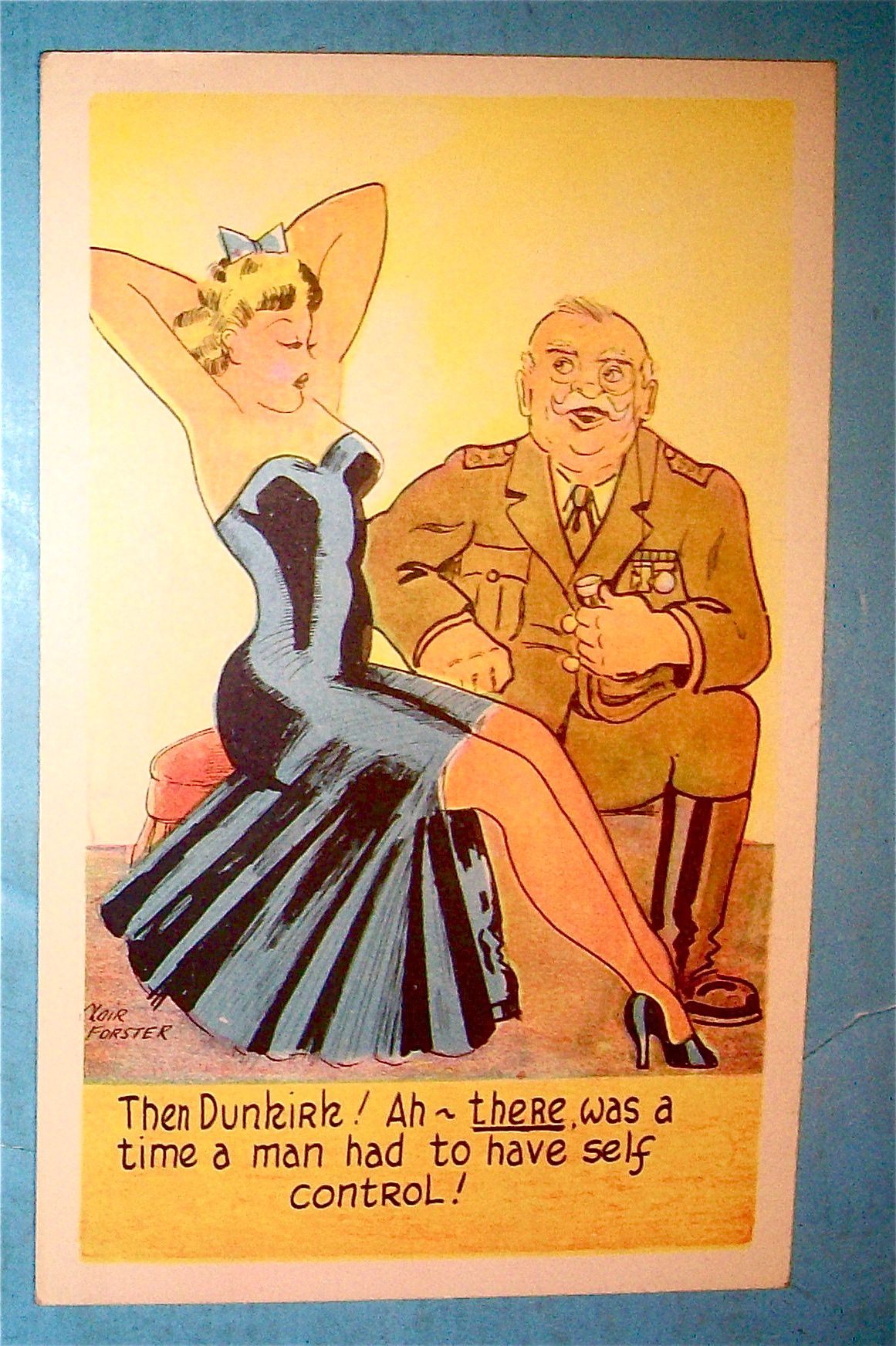Military Man With Woman On His Lap Postcard