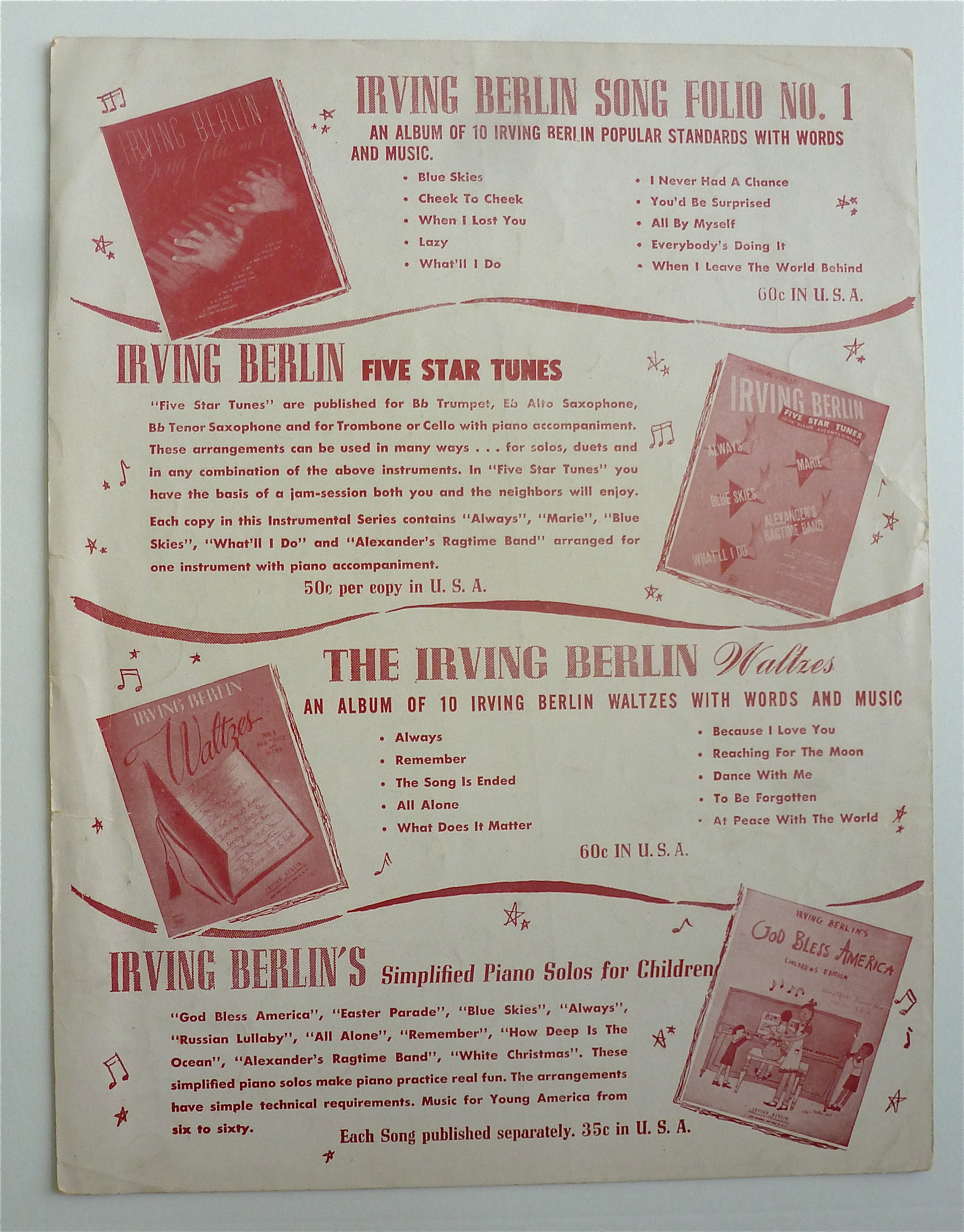 Sheet Music For 1925 Irving Berlin's Always
