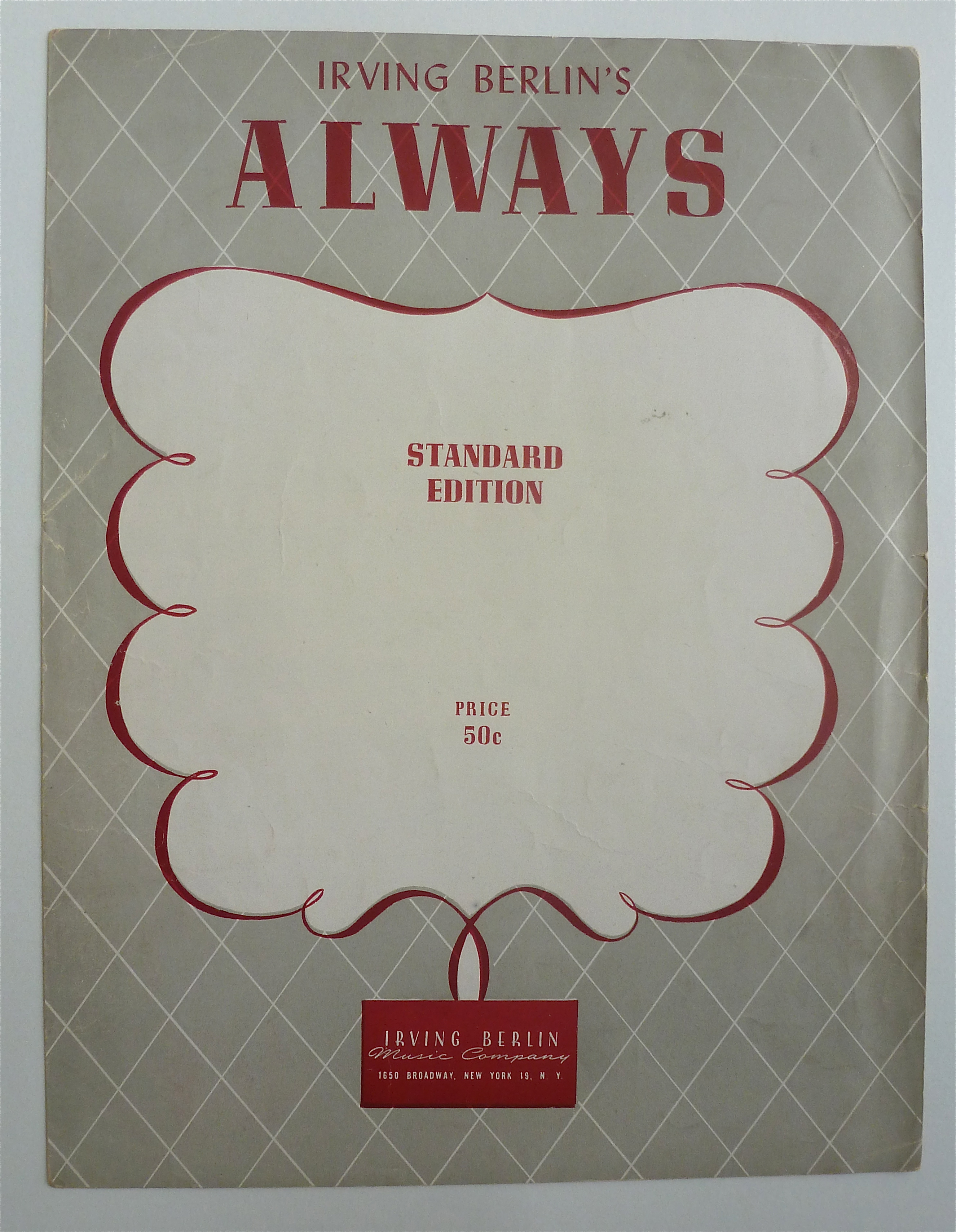 Sheet Music For 1925 Irving Berlin's Always