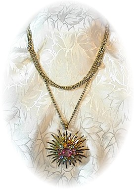 Necklace 54 Inch Chain & Starburst Rhinestone Pendant