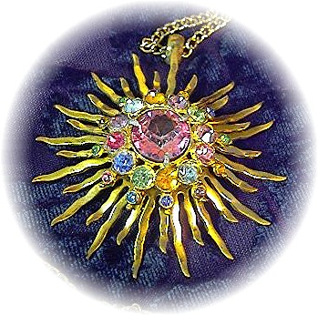 Necklace 54 Inch Chain & Starburst Rhinestone Pendant
